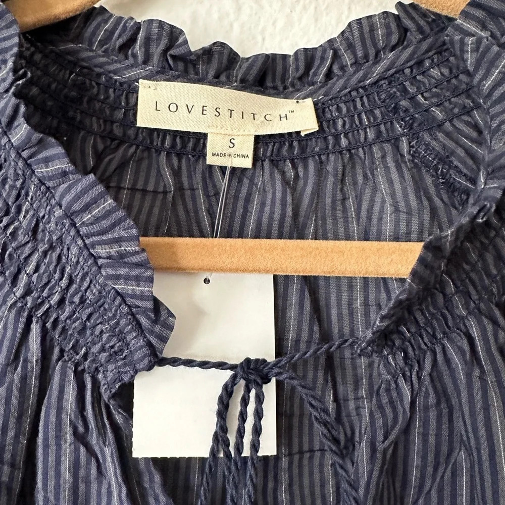 LOVE STITCH Purple Boho Long Sleeves Medium Summer Casual Top BNWT - Picture 3 of 8